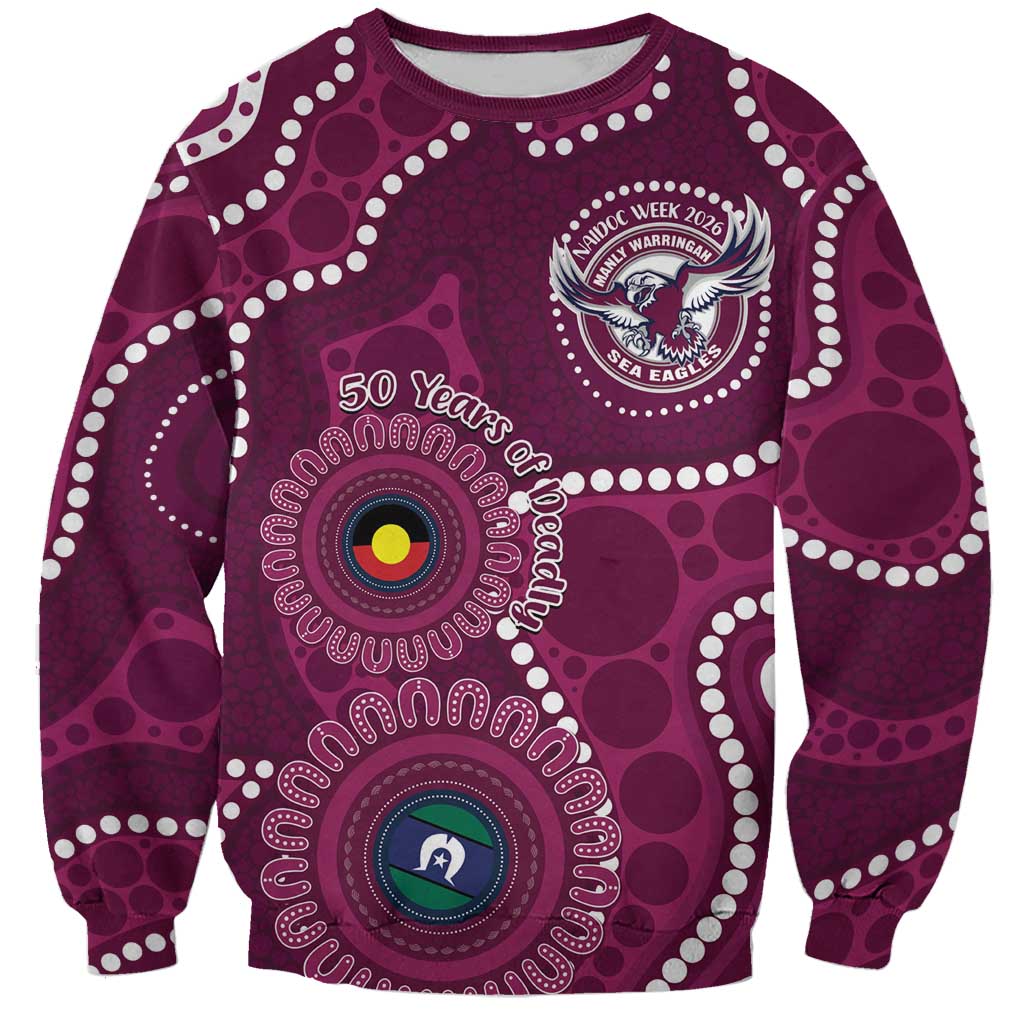 Sea Eagles NAIDOC Week 2026 Personalised Sweatshirt 50 Years of Deadly Aboriginal Art