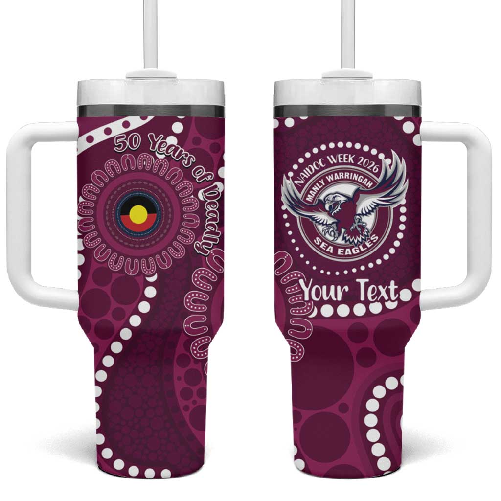 Sea Eagles NAIDOC Week 2026 Personalised Tumbler With Handle 50 Years of Deadly Aboriginal Art