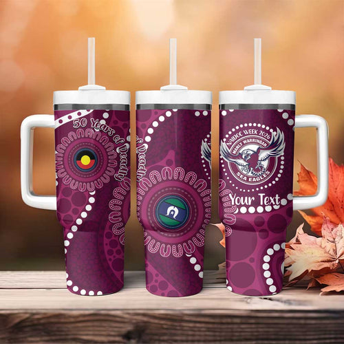 Sea Eagles NAIDOC Week 2026 Personalised Tumbler With Handle 50 Years of Deadly Aboriginal Art