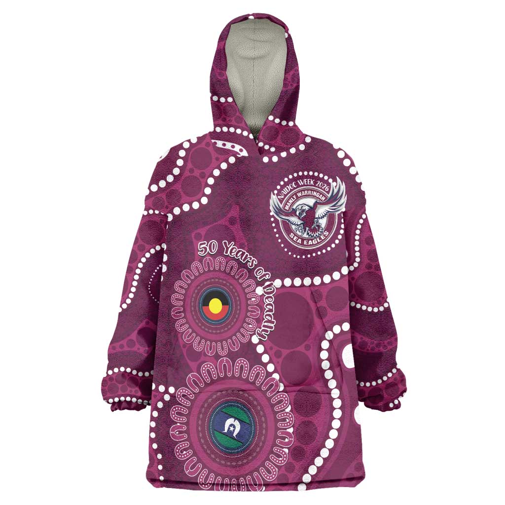 Sea Eagles NAIDOC Week 2026 Personalised Wearable Blanket Hoodie 50 Years of Deadly Aboriginal Art