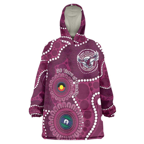 Sea Eagles NAIDOC Week 2026 Personalised Wearable Blanket Hoodie 50 Years of Deadly Aboriginal Art