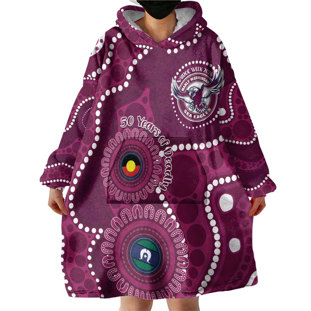 Sea Eagles NAIDOC Week 2026 Personalised Wearable Blanket Hoodie 50 Years of Deadly Aboriginal Art