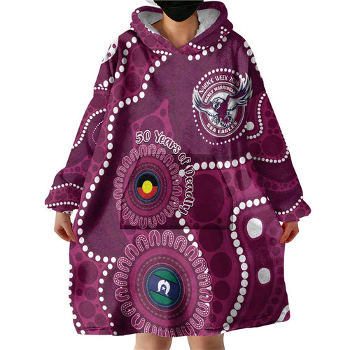 Sea Eagles NAIDOC Week 2026 Personalised Wearable Blanket Hoodie 50 Years of Deadly Aboriginal Art
