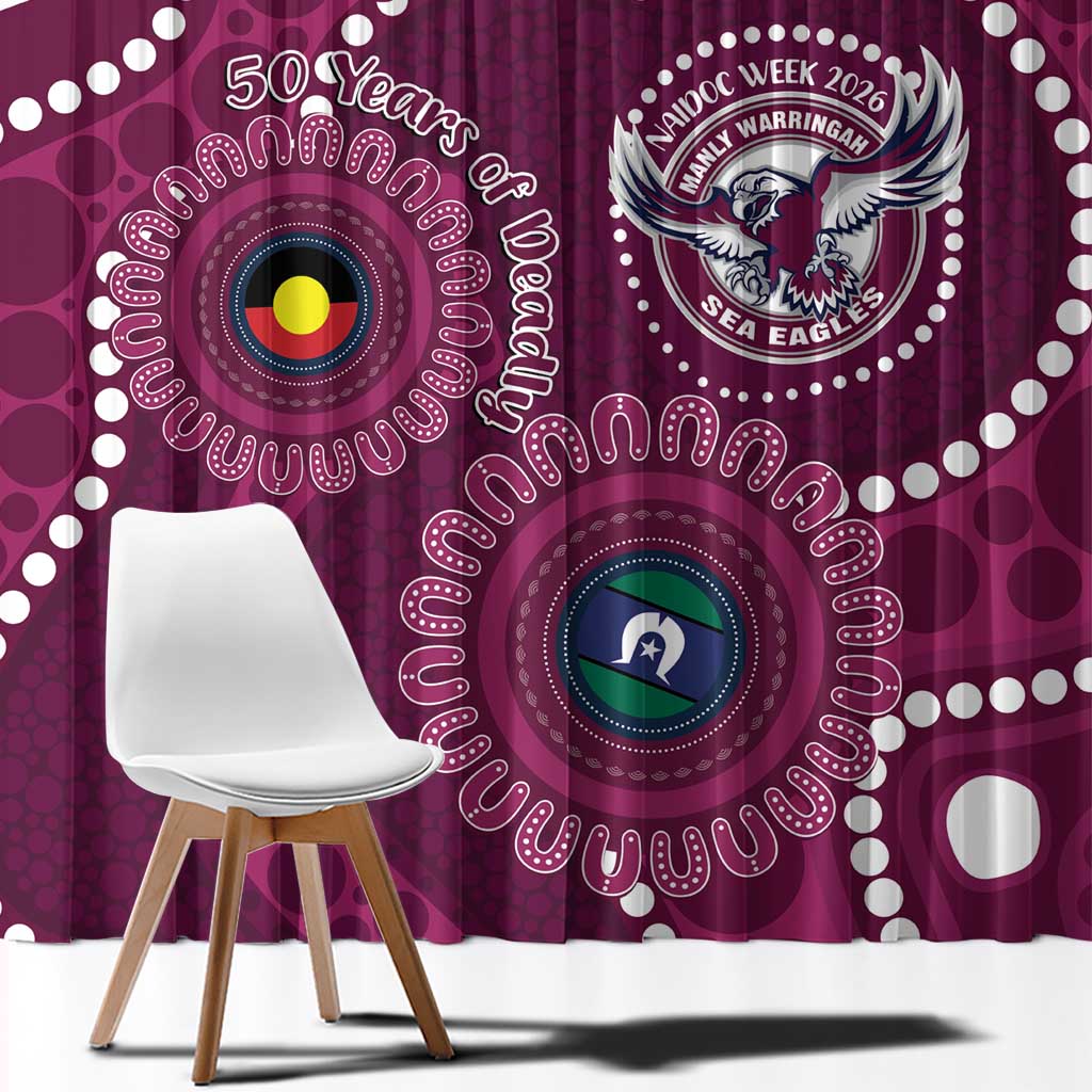 Sea Eagles NAIDOC Week 2026 Personalised Window Curtain 50 Years of Deadly Aboriginal Art