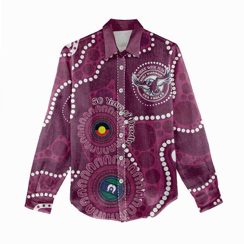 Sea Eagles NAIDOC Week 2026 Personalised Women Casual Shirt 50 Years of Deadly Aboriginal Art