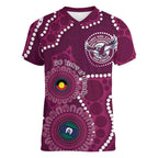 Sea Eagles NAIDOC Week 2026 Personalised Women V-Neck T-Shirt 50 Years of Deadly Aboriginal Art