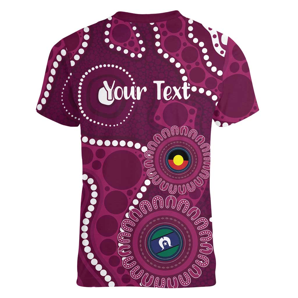 Sea Eagles NAIDOC Week 2026 Personalised Women V-Neck T-Shirt 50 Years of Deadly Aboriginal Art