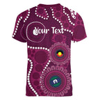 Sea Eagles NAIDOC Week 2026 Personalised Women V-Neck T-Shirt 50 Years of Deadly Aboriginal Art