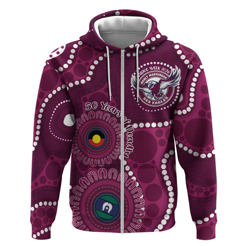 Sea Eagles NAIDOC Week 2026 Personalised Zip Hoodie 50 Years of Deadly Aboriginal Art