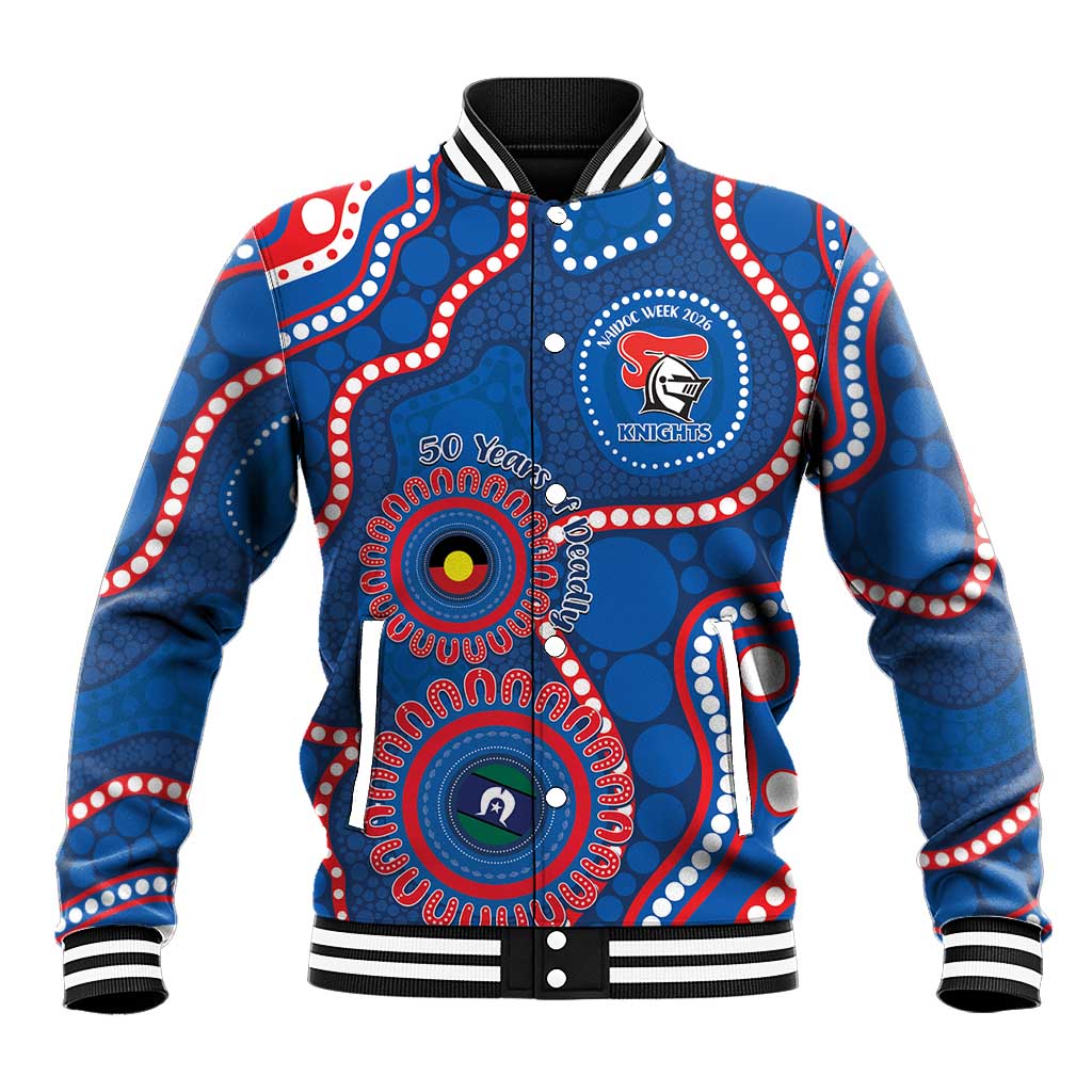 Knights NAIDOC Week 2026 Personalised Baseball Jacket 50 Years of Deadly Aboriginal Art