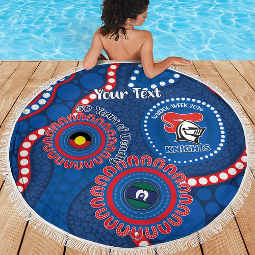 Knights NAIDOC Week 2026 Personalised Beach Blanket 50 Years of Deadly Aboriginal Art