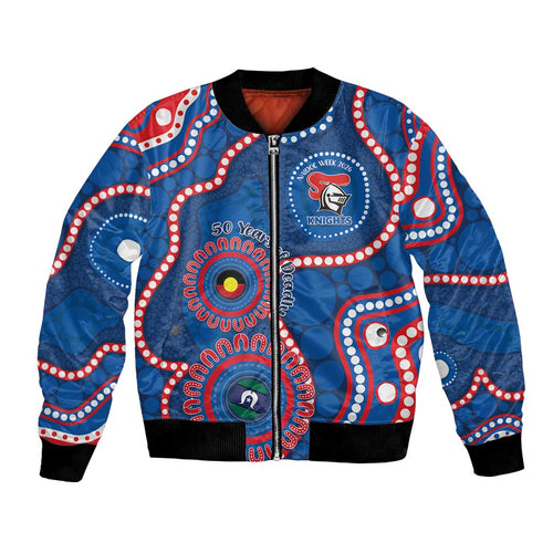 Knights NAIDOC Week 2026 Personalised Bomber Jacket 50 Years of Deadly Aboriginal Art