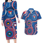 Knights NAIDOC Week 2026 Personalised Couples Matching Long Sleeve Bodycon Dress and Hawaiian Shirt 50 Years of Deadly Aboriginal Art
