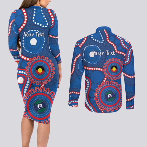 Knights NAIDOC Week 2026 Personalised Couples Matching Long Sleeve Bodycon Dress and Long Sleeve Button Shirt 50 Years of Deadly Aboriginal Art