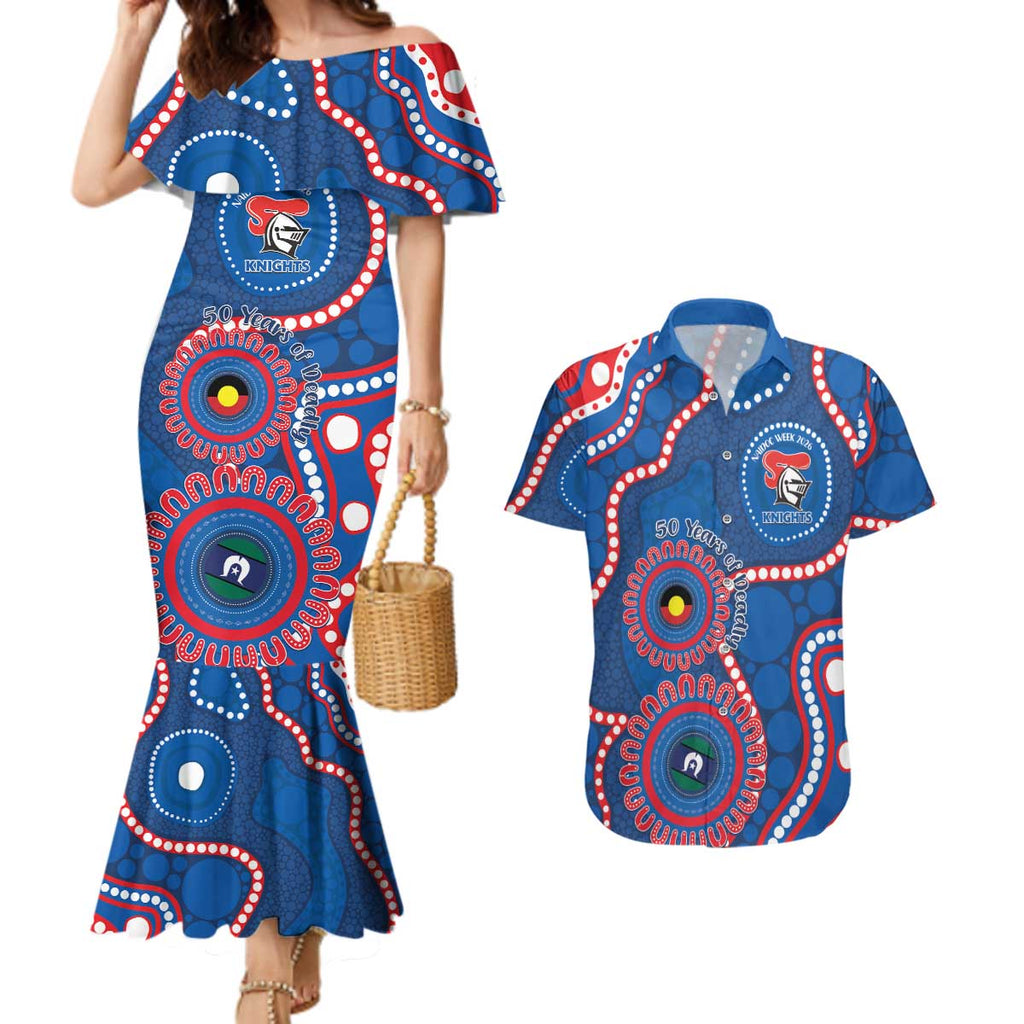 Knights NAIDOC Week 2026 Personalised Couples Matching Mermaid Dress and Hawaiian Shirt 50 Years of Deadly Aboriginal Art