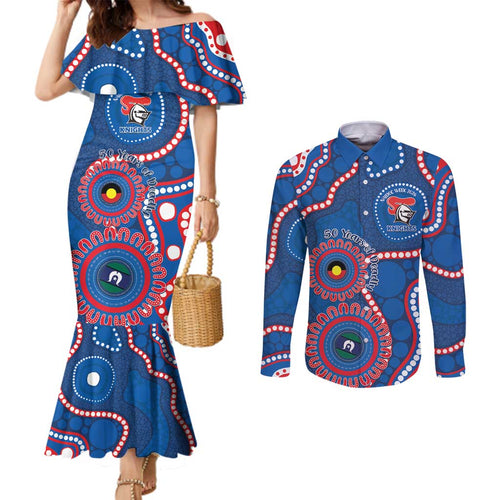 Knights NAIDOC Week 2026 Personalised Couples Matching Mermaid Dress and Long Sleeve Button Shirt 50 Years of Deadly Aboriginal Art