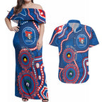 Knights NAIDOC Week 2026 Personalised Couples Matching Off Shoulder Maxi Dress and Hawaiian Shirt 50 Years of Deadly Aboriginal Art