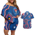 Knights NAIDOC Week 2026 Personalised Couples Matching Off Shoulder Short Dress and Hawaiian Shirt 50 Years of Deadly Aboriginal Art