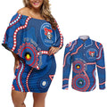 Knights NAIDOC Week 2026 Personalised Couples Matching Off Shoulder Short Dress and Long Sleeve Button Shirt 50 Years of Deadly Aboriginal Art