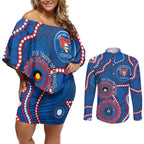 Knights NAIDOC Week 2026 Personalised Couples Matching Off Shoulder Short Dress and Long Sleeve Button Shirt 50 Years of Deadly Aboriginal Art