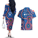 Knights NAIDOC Week 2026 Personalised Couples Matching Off The Shoulder Long Sleeve Dress and Hawaiian Shirt 50 Years of Deadly Aboriginal Art