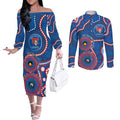 Knights NAIDOC Week 2026 Personalised Couples Matching Off The Shoulder Long Sleeve Dress and Long Sleeve Button Shirt 50 Years of Deadly Aboriginal Art