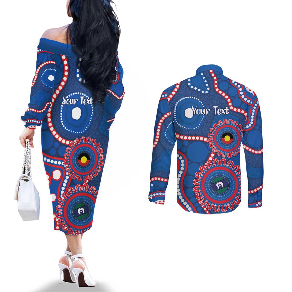 Knights NAIDOC Week 2026 Personalised Couples Matching Off The Shoulder Long Sleeve Dress and Long Sleeve Button Shirt 50 Years of Deadly Aboriginal Art