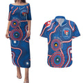 Knights NAIDOC Week 2026 Personalised Couples Matching Puletasi and Hawaiian Shirt 50 Years of Deadly Aboriginal Art