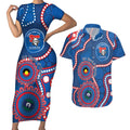 Knights NAIDOC Week 2026 Personalised Couples Matching Short Sleeve Bodycon Dress and Hawaiian Shirt 50 Years of Deadly Aboriginal Art