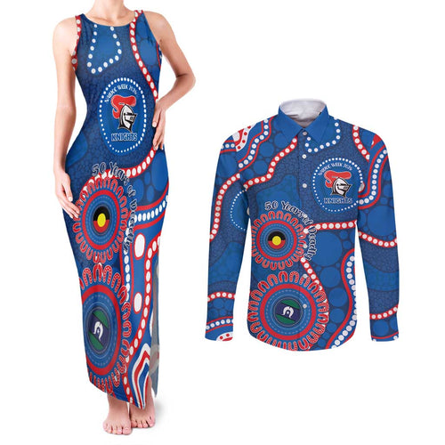 Knights NAIDOC Week 2026 Personalised Couples Matching Tank Maxi Dress and Long Sleeve Button Shirt 50 Years of Deadly Aboriginal Art
