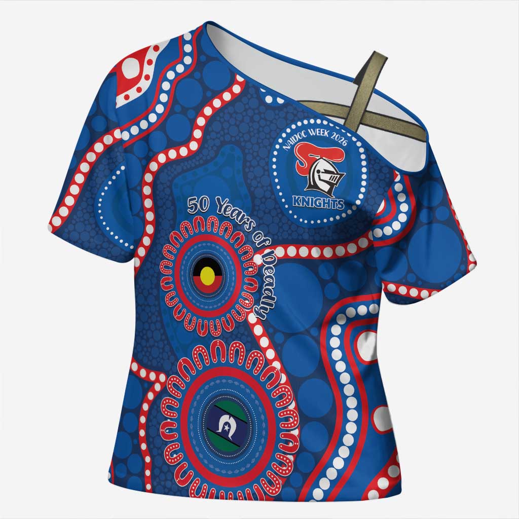Knights NAIDOC Week 2026 Personalised Cross Shoulder Shirt 50 Years of Deadly Aboriginal Art