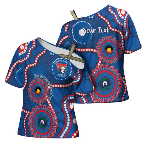 Knights NAIDOC Week 2026 Personalised Cross Shoulder Shirt 50 Years of Deadly Aboriginal Art