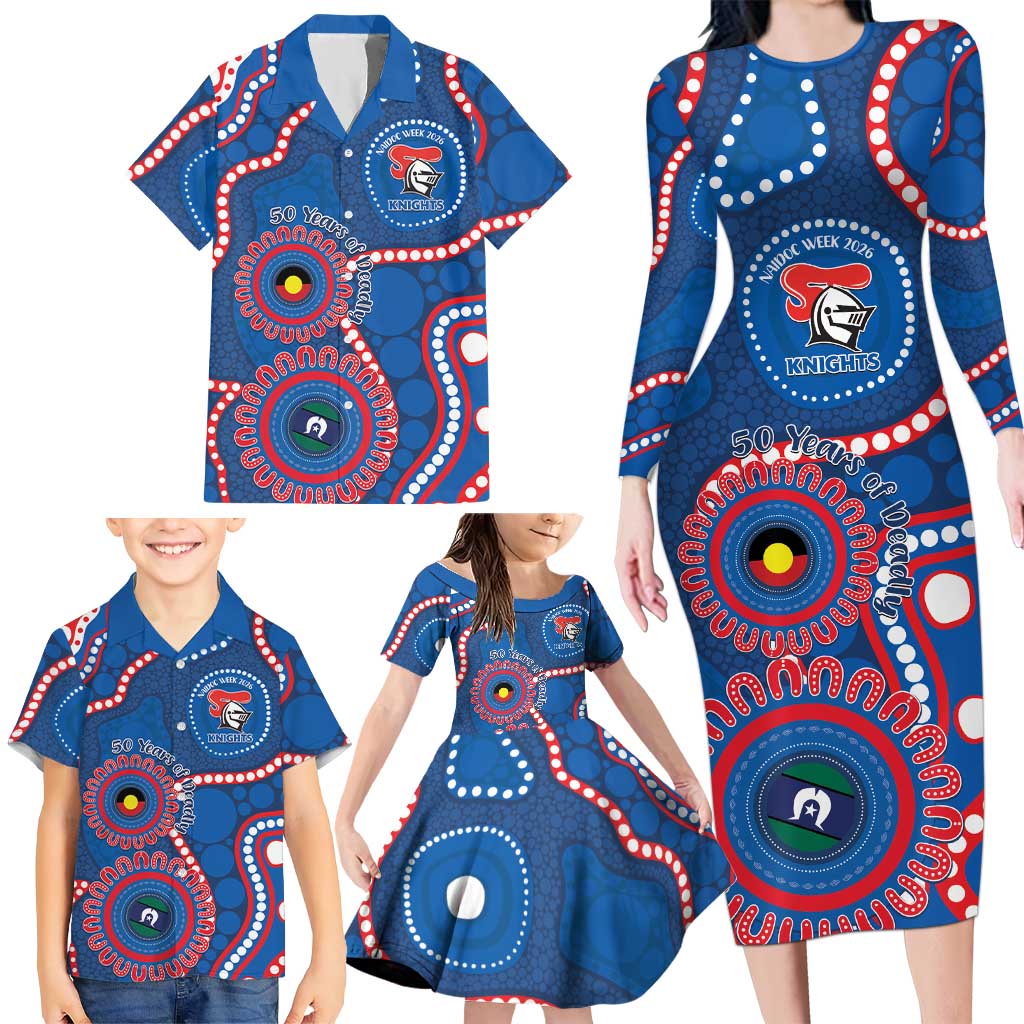 Knights NAIDOC Week 2026 Personalised Family Matching Long Sleeve Bodycon Dress and Hawaiian Shirt 50 Years of Deadly Aboriginal Art