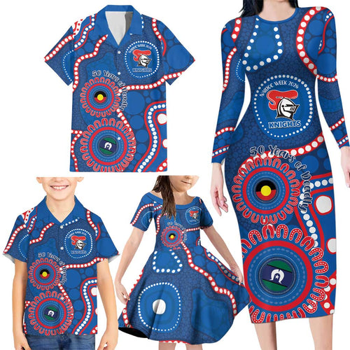 Knights NAIDOC Week 2026 Personalised Family Matching Long Sleeve Bodycon Dress and Hawaiian Shirt 50 Years of Deadly Aboriginal Art