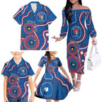 Knights NAIDOC Week 2026 Personalised Family Matching Off The Shoulder Long Sleeve Dress and Hawaiian Shirt 50 Years of Deadly Aboriginal Art