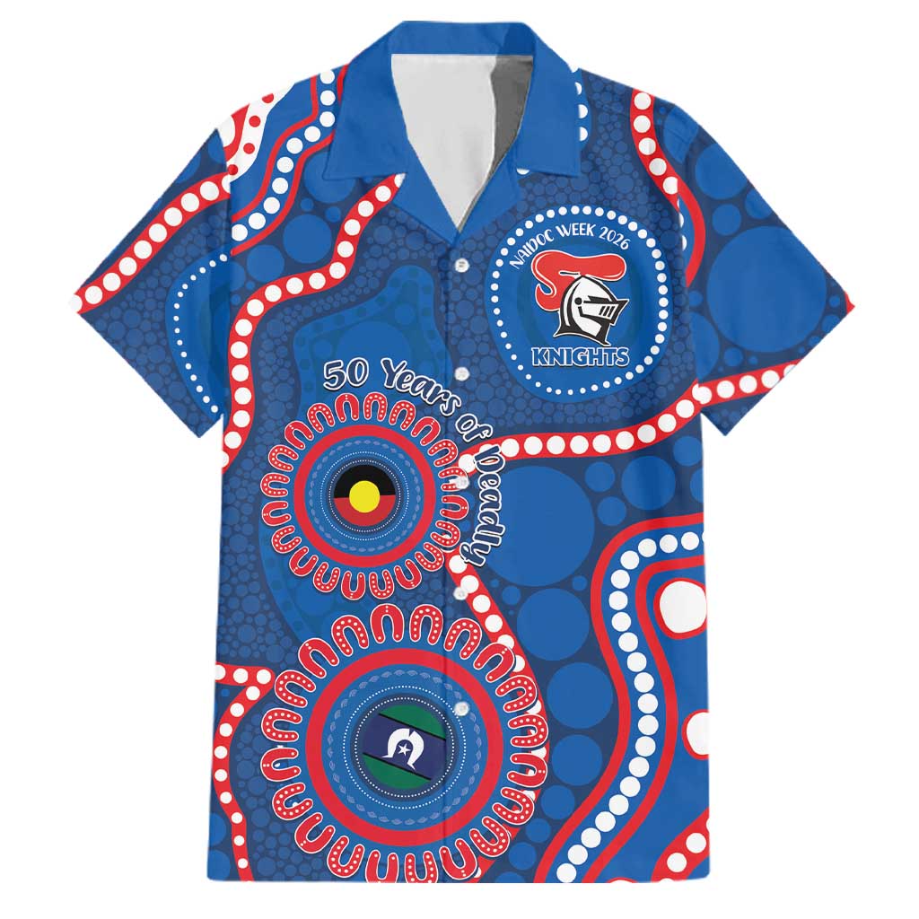 Knights NAIDOC Week 2026 Personalised Family Matching Off The Shoulder Long Sleeve Dress and Hawaiian Shirt 50 Years of Deadly Aboriginal Art