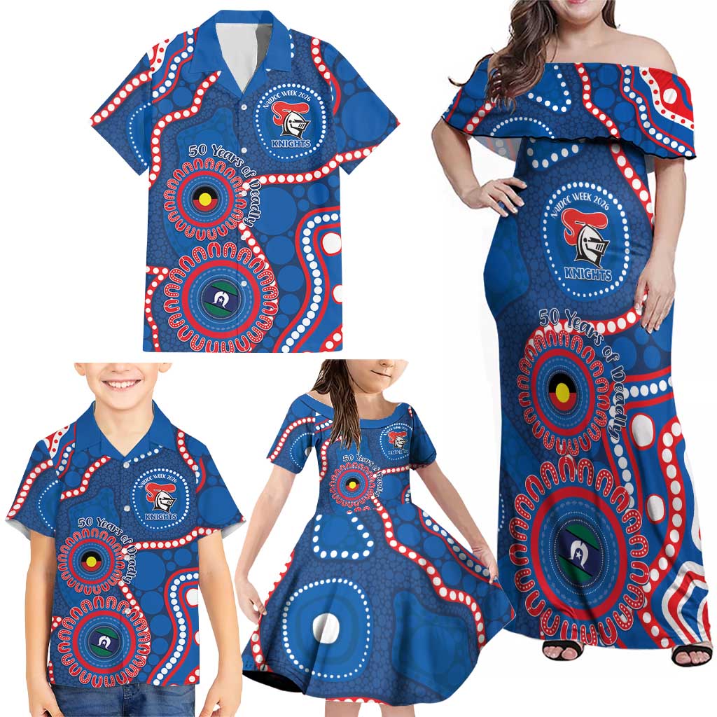 Knights NAIDOC Week 2026 Personalised Family Matching Off Shoulder Maxi Dress and Hawaiian Shirt 50 Years of Deadly Aboriginal Art