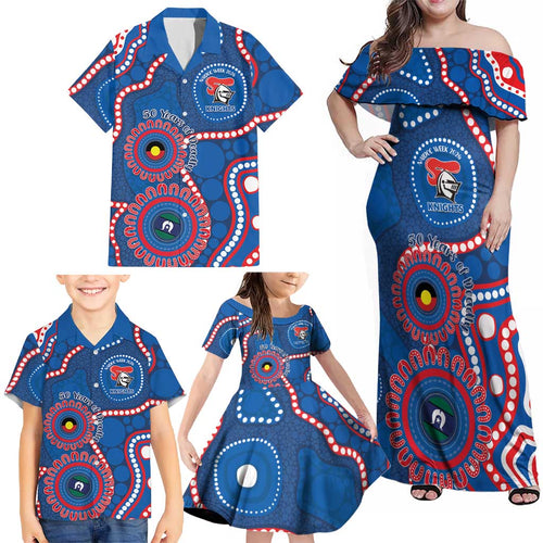 Knights NAIDOC Week 2026 Personalised Family Matching Off Shoulder Maxi Dress and Hawaiian Shirt 50 Years of Deadly Aboriginal Art
