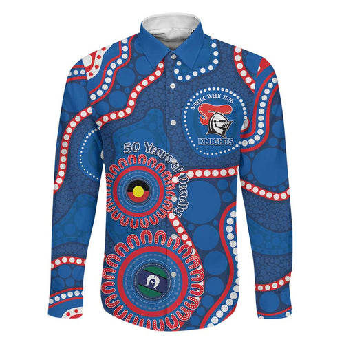 Knights NAIDOC Week 2026 Personalised Family Matching Off Shoulder Maxi Dress and Hawaiian Shirt 50 Years of Deadly Aboriginal Art