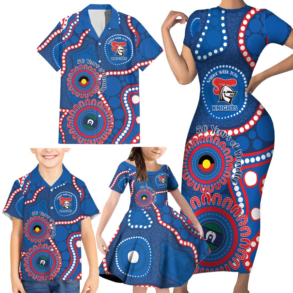 Knights NAIDOC Week 2026 Personalised Family Matching Short Sleeve Bodycon Dress and Hawaiian Shirt 50 Years of Deadly Aboriginal Art