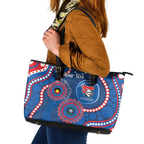 Knights NAIDOC Week 2026 Personalised Leather Tote Bag 50 Years of Deadly Aboriginal Art