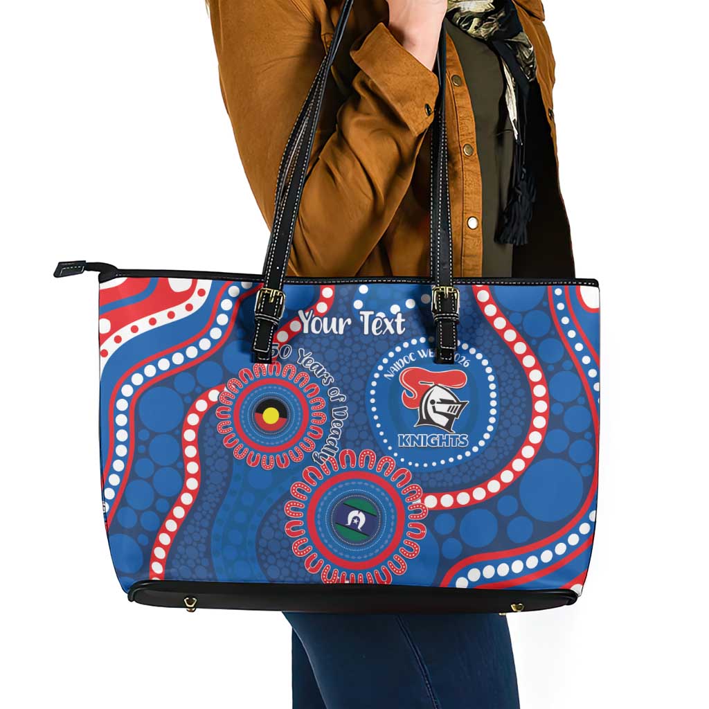 Knights NAIDOC Week 2026 Personalised Leather Tote Bag 50 Years of Deadly Aboriginal Art