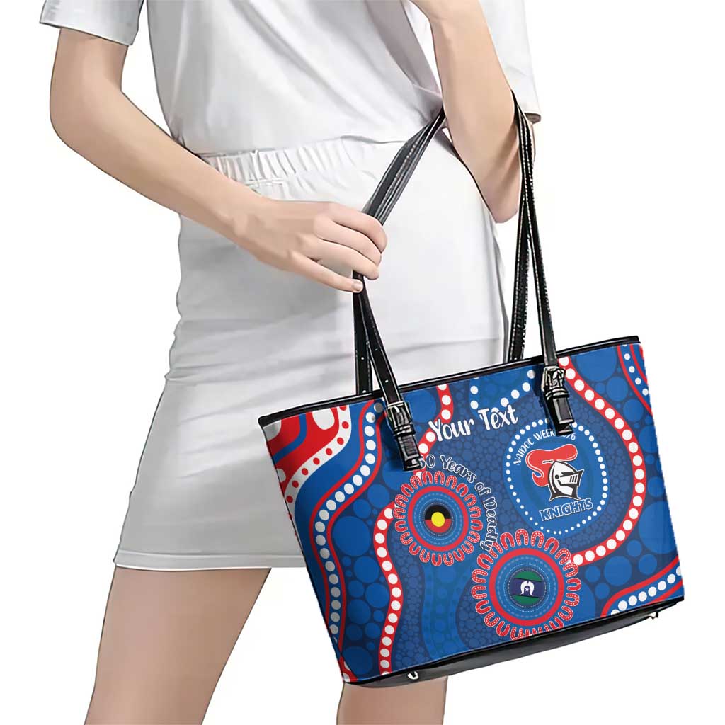 Knights NAIDOC Week 2026 Personalised Leather Tote Bag 50 Years of Deadly Aboriginal Art