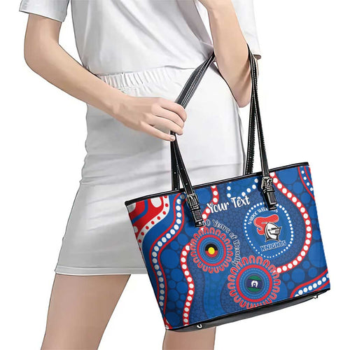 Knights NAIDOC Week 2026 Personalised Leather Tote Bag 50 Years of Deadly Aboriginal Art