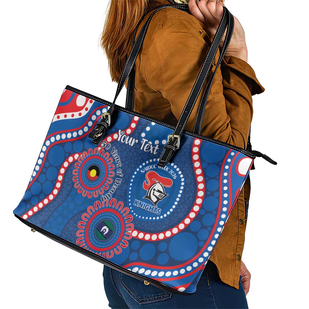 Knights NAIDOC Week 2026 Personalised Leather Tote Bag 50 Years of Deadly Aboriginal Art
