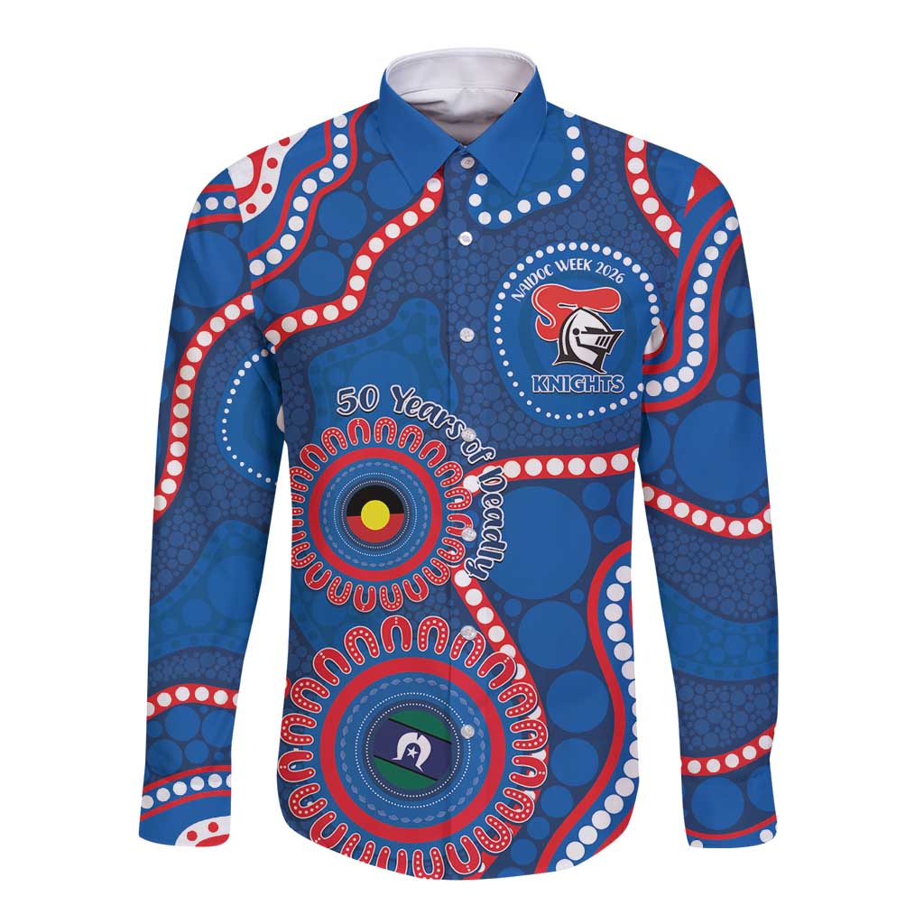 Knights NAIDOC Week 2026 Personalised Long Sleeve Button Shirt 50 Years of Deadly Aboriginal Art