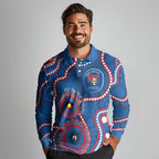 Knights NAIDOC Week 2026 Personalised Long Sleeve Polo Shirt 50 Years of Deadly Aboriginal Art