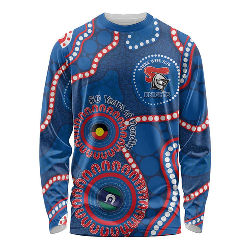 Knights NAIDOC Week 2026 Personalised Long Sleeve Shirt 50 Years of Deadly Aboriginal Art
