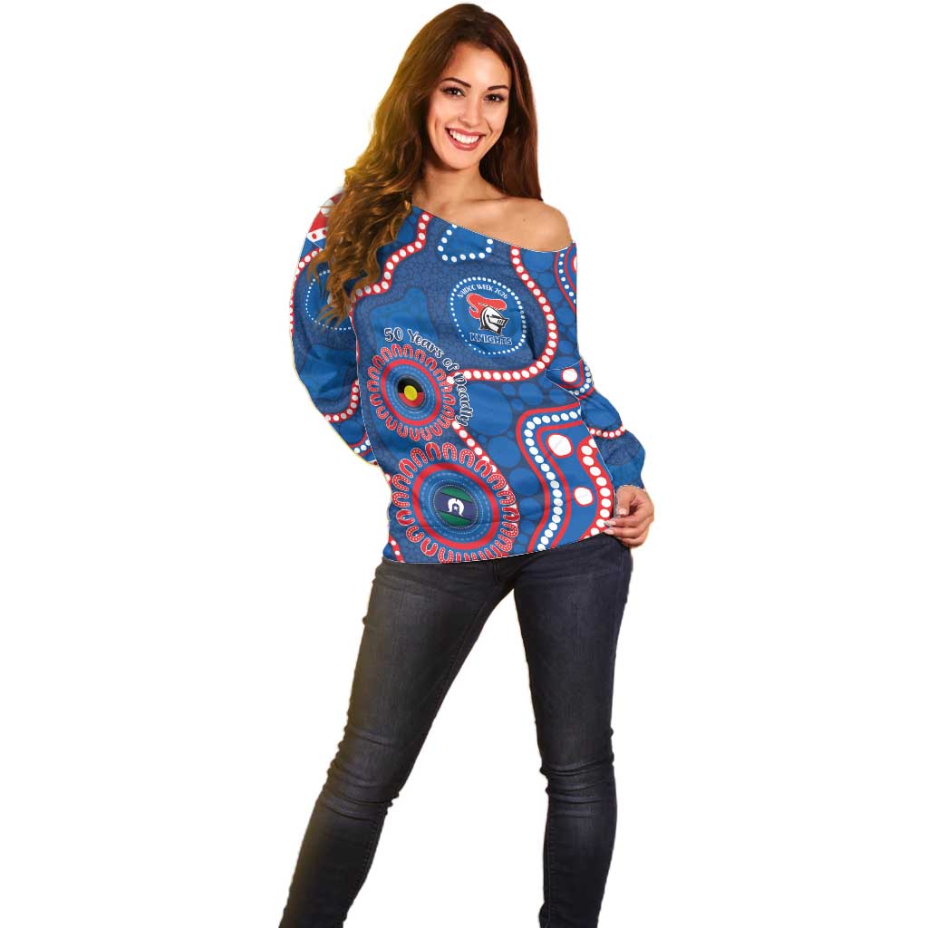 Knights NAIDOC Week 2026 Personalised Off Shoulder Sweater 50 Years of Deadly Aboriginal Art