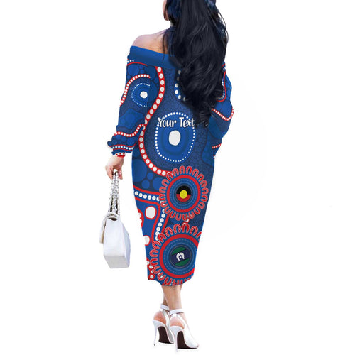 Knights NAIDOC Week 2026 Personalised Off The Shoulder Long Sleeve Dress 50 Years of Deadly Aboriginal Art
